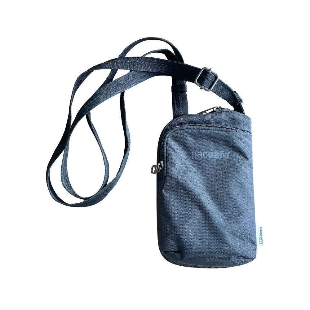 Pacsafe RFIDsafe Anti Theft Crossbody Travel Organizer Bag Black ECONYL
